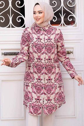 تونیک حجاب خاکی ویسکون N.S NEVA STYLE - کد 928936639
