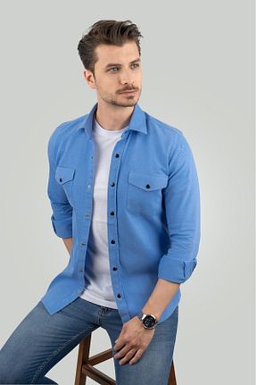 پیراهن آبی مردانه اسلیم فیت Etikmen - کد 781536773