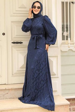 لباس مجلسی حجاب سرمه ای زنانه یقه ایستاده Neva Style - کد 830261703