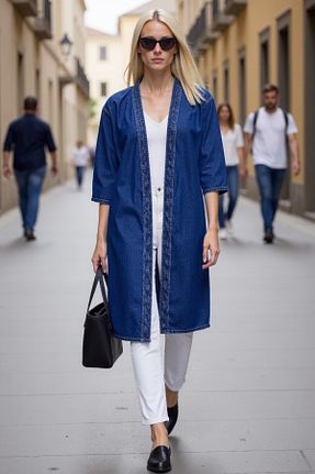 کیمونو و کافتان آبی زنانه جین ENZİM JEANS - کد 940886418