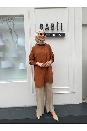 پیراهن حجاب قهوه ای زنانه رگولار Invee - کد 323002173