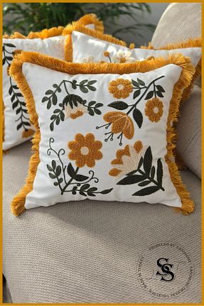 کوسن و روکش کوسن زرد کتان SasoHome - کد 923986446