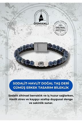 دستبند جواهر آبی مردانه سنگ طبیعی OSMANLI DOĞAL TAŞ - کد 683440197