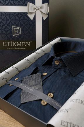 پیراهن سرمه ای مردانه اسلیم فیت Etikmen - کد 938496731