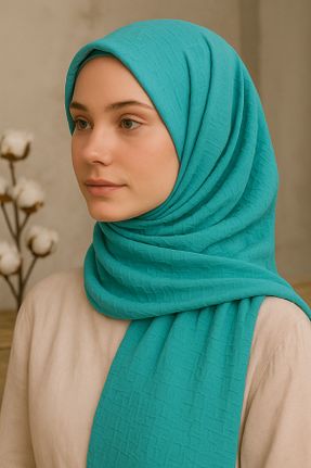 شال فیروزه ای زنانه پنبه ای Rell Home - کد 930245597