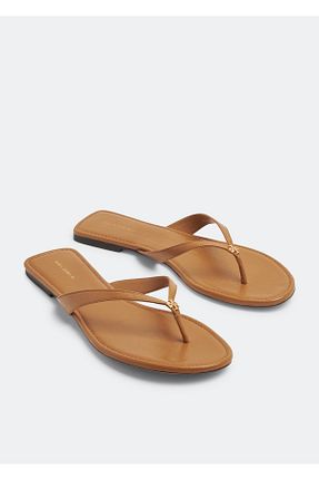 دمپائی قهوه ای زنانه چرم مصنوعی Tory Burch - کد 869406680