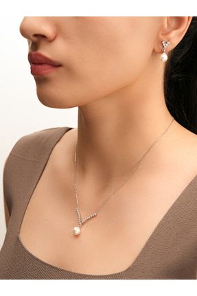 ست نقره رنگی زنانه مروارید Siset Gümüş - کد 924384778