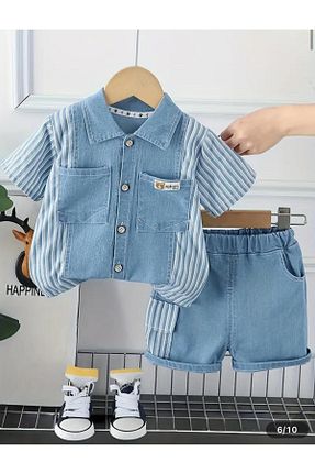 ست بالاتنه و پائین تنه آبی بچه گانه بافتنی Ysferbutik - کد 736282473