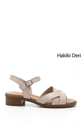 صندل بژ زنانه پاشنه ضخیم GÖNDERİ(R) - کد 926391051