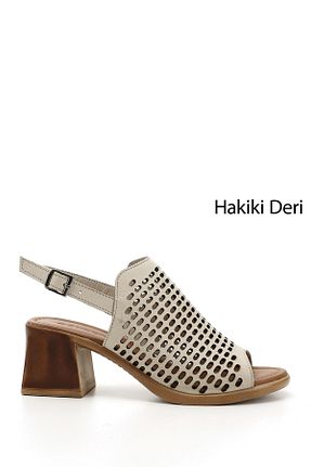 صندل بژ زنانه پاشنه ضخیم GÖNDERİ(R) - کد 692389795
