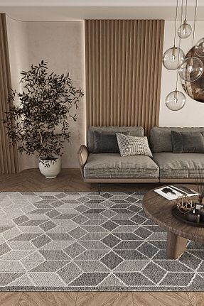 فرش طوسی قابل شستشو Cool Halı - کد 797132685