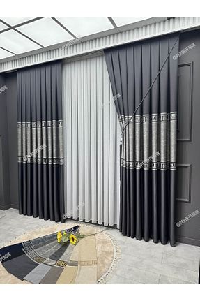 پرده زمینه طوسی ساتن Perde Pendik - کد 801801620