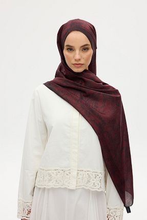 شال زرشکی زنانه پنبه پلی استر cs camellia scarf - کد 921333336