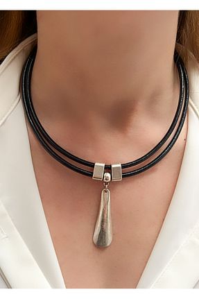 گردنبند جواهر مشکی زنانه چرم Kutcha Accessories - کد 446169117