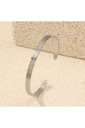 دستبند استیل (فولاد) طوسی زنانه استیل ضد زنگ KT AKSESUAR - کد 933860927