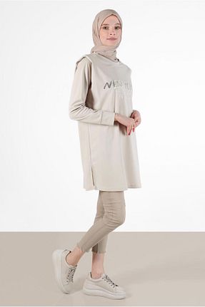 تونیک حجاب بژ زنانه مخلوط پلی استر Alvina - کد 857080210