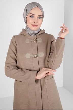 پالتو پشمی حجاب قهوه ای زنانه رگولار Alvina - کد 789854330