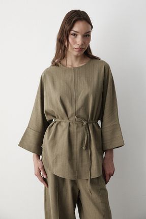 ست بالاتنه و پائین تنه خاکی زنانه بافتنی JASTE - کد 939837936