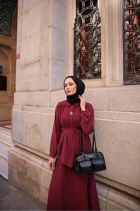 ست بالاتنه و پائین تنه حجاب زرشکی زنانه رگولار Yasmy Collection - کد 939986292