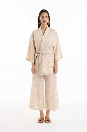 کیمونو و کافتان صورتی زنانه %100 پنبه Quzu - کد 935819643