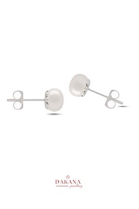 گوشواره مروارید سفید مروارید آب شیرین DAKANA JEWELLERY - کد 875726359