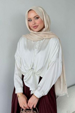 پیراهن حجاب سفید زنانه رگولار Şule Giyim - کد 814356891