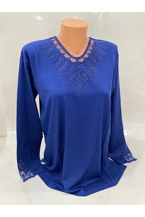 بلوز آبی زنانه ساده BURSPA - کد 283529918