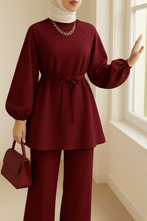 ست بالاتنه و پائین تنه حجاب زرشکی زنانه رگولار berfim butik - کد 938970702
