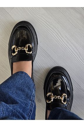 کفش لوفر مشکی زنانه چرم لاکی Melinta Shoes - کد 924407004
