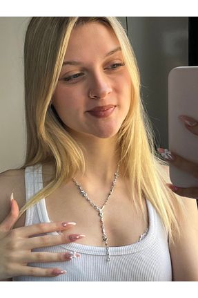 گردنبند جواهر طوسی زنانه برنجی MOD10 - کد 940359246