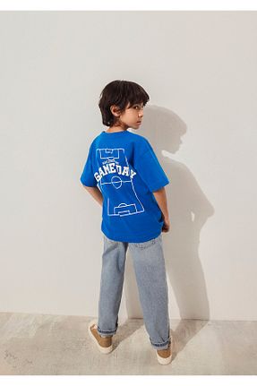 تیشرت آبی بچه گانه یقه دوچرخه Mavi - کد 919964309