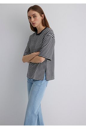 تیشرت طوسی زنانه یقه کلاسیک Mavi - کد 923222652