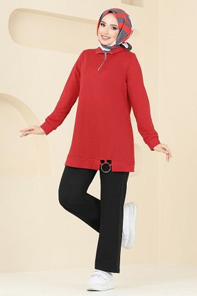 ست بالاتنه و پائین تنه حجاب قرمز زنانه رگولار Modaselvim - کد 862689008