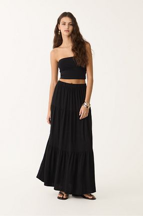 دامن مشکی زنانه ویسکون Stradivarius - کد 687844412