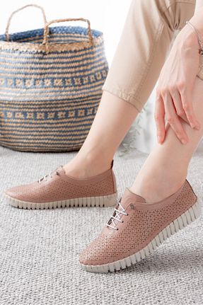 کفش کژوال بژ زنانه چرم خالص Dericalle shoes - کد 941657596