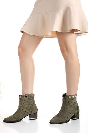 بوت / نیم بوت خاکی زنانه چرم خالص PASSAGE SHOES - کد 315540174