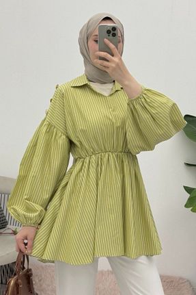 تونیک حجاب سبز زنانه پنبه پلی استر SUWWE - کد 940391257