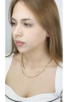 گردنبند استیل ( فولاد ) طلائی زنانه استیل ضد زنگ Neon Takı by Atalay - کد 849378179