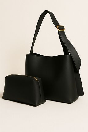 کیف دوشی مشکی زنانه چرم مصنوعی NBİBAGS - کد 807952798