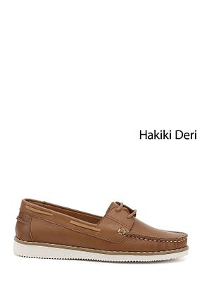 کفش کژوال قهوه ای زنانه چرم خالص GÖNDERİ(R) - کد 906432609