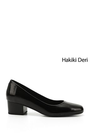 کفش پاشنه بلند کلاسیک مشکی زنانه چرم خالص GÖNDERİ(R) - کد 789057544