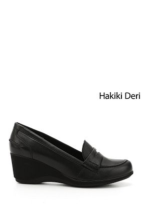 کفش لوفر مشکی زنانه چرم خالص GÖNDERİ(R) - کد 834168678