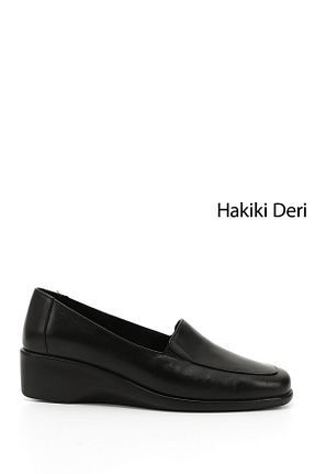 کفش پاشنه بلند کلاسیک مشکی زنانه چرم خالص GÖNDERİ(R) - کد 279992195
