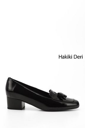 کفش پاشنه بلند کلاسیک مشکی زنانه چرم خالص GÖNDERİ(R) - کد 795844246