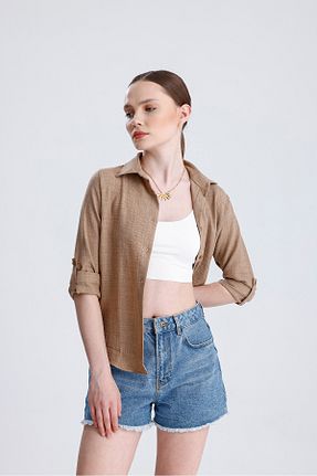 پیراهن قهوه ای زنانه اورسایز Sienza - کد 926052803