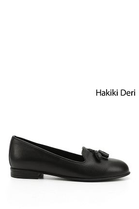بابت مشکی زنانه چرم خالص GÖNDERİ(R) - کد 93935062