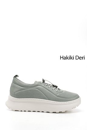 کفش اسنیکر سبز زنانه چرم اصل GÖNDERİ(R) - کد 906174575
