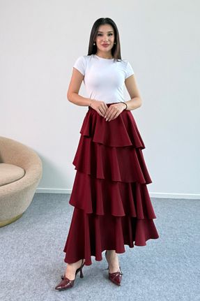 دامن زرشکی زنانه بافتنی Hatun Atila - کد 941913033