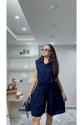 ست بالاتنه و پائین تنه سرمه ای زنانه بافتنی MODA - کد 940935403