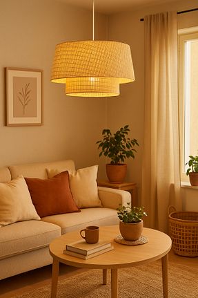 لوستر بژ حصیر Vivido Home - کد 940966396